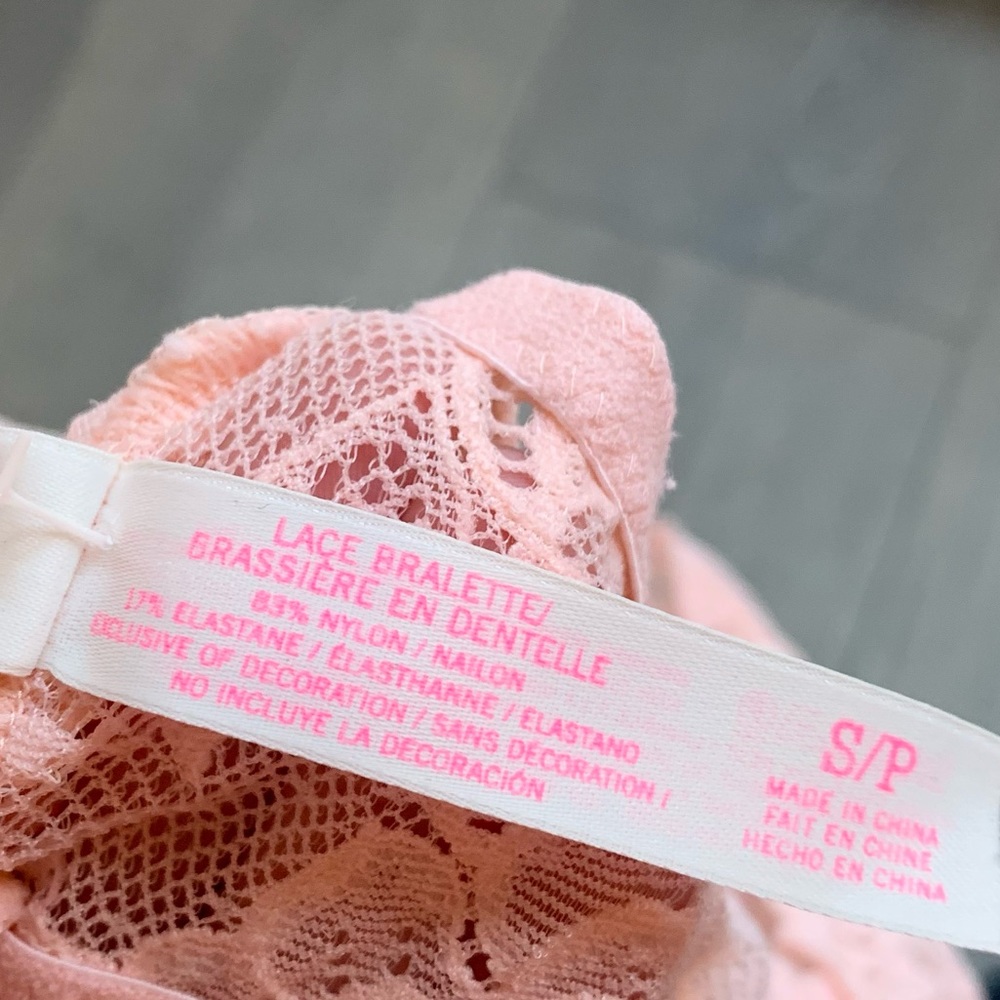 PINK Victoria's Secret Racer Back Lace Bralette Pink Size Small - Picture 5 of 6